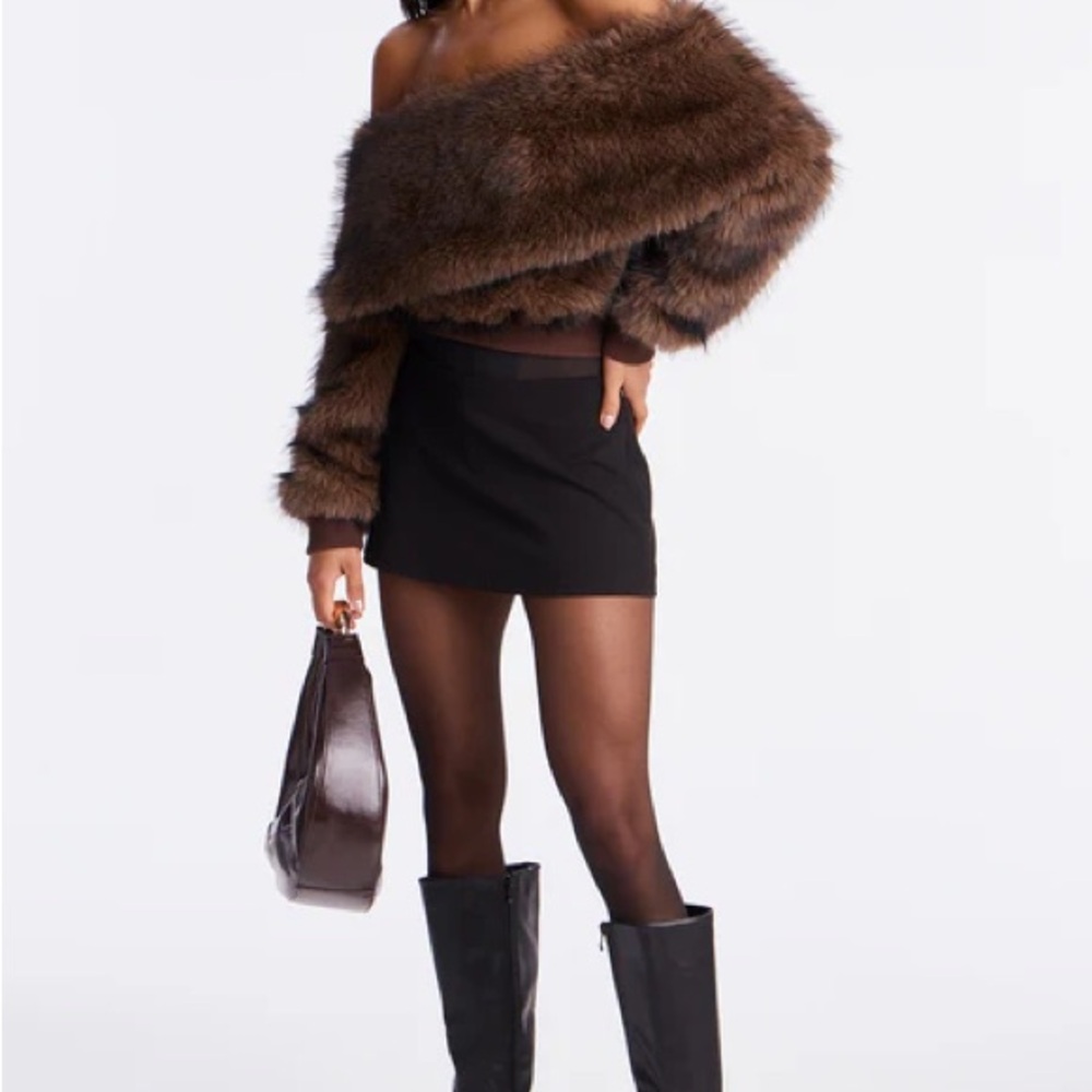 Fashion Nova Luxurious Brown Faux Fur Stole